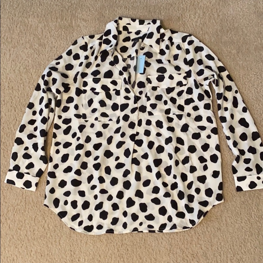 Ann Taylor petite leopard print camp shirt